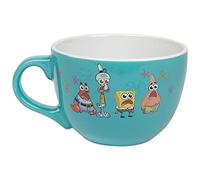 Silver Buffalo Spongebob Squarepants Shocked Meme Group Featuring Patrick, Squidward, and Mr. Krabs Ceramic Soup Mug, 24 Ounces