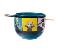 Silver Buffalo Spy X Family Anime Featuring Anya, Loid, and Yor Forger, Ceramic Ramen Noodle Rice Bowl with Chopsticks, Microwave Safe, 20 Ounces