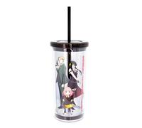 Silver Buffalo Spy X Family Trio Plastic Cold Cup With Lid and Straw | Holds 20 Ounces