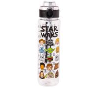 Silver Buffalo Star Wars Cartoon Characters Plastic Water Bottle with Locking Lid and Strap, 33 Ounces