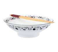 Silver Buffalo Star Wars Ceramic Ramen Bowl with Chopsticks Featuring Darth Vader, Yoda, Chewbacca, The Death Star, and Stormtroopers, 30 Ounces