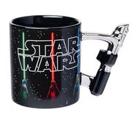 Silver Buffalo Star Wars Logo with Lightsaber 20oz Shaped Handle Ceramic Mug