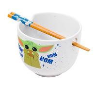 Silver Buffalo Star Wars Mandalorian Nom Nom Child 20 Ounce Ceramic Ramen Bowl w/Chopsticks