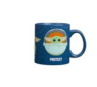Silver Buffalo Star Wars The Mandalorian The Child Baby Yoda Grogu Protect Attack Snack Ceramic Coffee Mug, 20-Ounces
