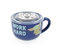 Silver Buffalo Star Wars The Mandalorian Work Hard Nap Harder Ceramic Soup Mug with Vented Plastic Lid, 24 Ounces, 1 Count (Pack of 1)