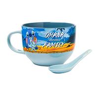 Silver Buffalo Stitch and Scrump Ohana Means Family Boxed Ceramic Soup Mug Spoon Set, 24 Ounces