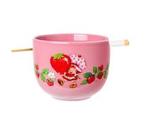 Silver Buffalo Strawberry Shortcake Vintage Holding Berry Boxed 20oz Ceramic Ramen Bowl with Chopsticks