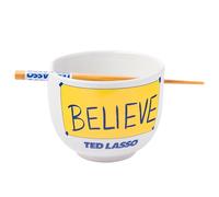 Silver Buffalo Ted Lasso Believe Ceramic Ramen Noodle Rice Bowl with Chopsticks, Microwave Safe, 20 Ounces
