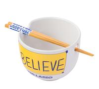 Silver Buffalo Ted Lasso Believe Ceramic Ramen Noodle Rice Bowl with Chopsticks, Microwave Safe, 20 Ounces