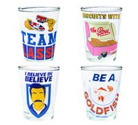 Silver Buffalo Ted Lasso Quotes 4 Pack Mini Glass Set, 1.5 Ounces