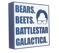 Silver Buffalo The Office Jim's Dwight Impression Bears. Beets. Battlestar Galactica Box Sign Wall Art, 6 x 6 Inches