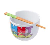 Silver Buffalo TMNT Teenage Mutant Ninja Turtles Ceramic Ramen Noodle Rice Bowl with Chopsticks, Microwave Safe, 20 Ounces