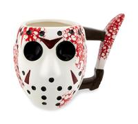 Silver Buffalo Warner Bros Friday The 13th Jason Mask with Knife Ceramic Coffee 3D Sculpted Mug, 1 Count (Pack of 1), Multicolor, 20 Fluid Ounce.