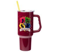 Silver Buffalo Warner Bros Harry Potter Stainless Steel Tumbler with Handle, Fits in Standard Cup Holder, 40 Ounces