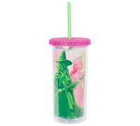 Silver Buffalo Wicked Core Elphaba and Glinda Split Patterns Rhinestone Lid 20oz Plastic Tall Cold Cup w/Lid and Straw