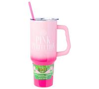 Silver Buffalo Wicked Glinda Pink Perfection Ombre Stainless Steel Tumbler with Handle and Straw, Fits in Standard Cup Holder, 40 Ounces