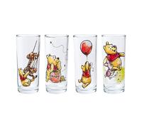 Silver Buffalo Winnie The Pooh, Piglet, Tigger, Hunny 4pc Tumbler Glass Set, 10-Ounces