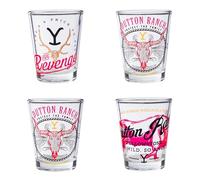 Silver Buffalo Yellowstone Dutton Ranch 4 Pack Mini Glass Set, 1.5 Ounces