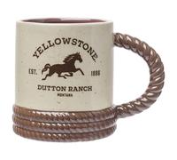 Silver Buffalo Yellowstone Dutton Ranch Montana Rope Ceramic 3D Sculpted Mug, 20 Ounces