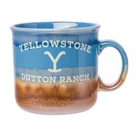 Silver Buffalo Yellowstone Dutton Ranch Reactive Glaze Ceramic Camper Mug, 20 Ounces