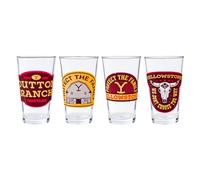 Silver Buffalo Yellowstone Multi Badge 4pc. 16oz. Pint Glass Set