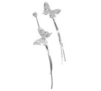 Silver Butterfly Earrings with Tassels, 3.15 in / 8 cm Length, Zircon Inlaid Dangle Design, Elegant Sparkling Jewelry for Women, Long Linear Butterfly Accessories for Various Outfits