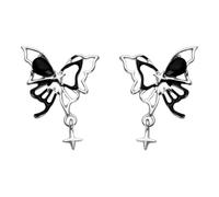 Silver Butterfly Stud Earrings for Women Cool Butterflies Ear Studs for Women Punk Gothic Hoop Earrings for Female Punk Goth Accessories for Woman Fashion Butterfly Dangle Earrings for Female