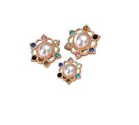 Silver Buttons 18/23/25MM Multi Color Rhinestone Pearl Shank Buttons of Clothing Sewing Accessories Button for Women Coat(Matte Gold,18mm 6pcs)