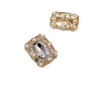 Silver Buttons 4pcs 24 * 20mm Luxury Oval Rhinestone Buttons of Clothing Gold Large Pearl Beaded Vintage Shinning Fashion Decor Shank Button Sewing(Clear)
