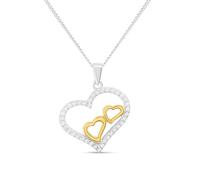Silver C.Z. And Gold Tone Heart Necklace - F33046