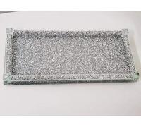 Silver Canister Tray, Sparkle Ornament Bling Crushed Diamond Gift Jewellery and Makeup Tray, Dresser Bathroom Decor