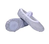Silver Canvas Girls Ballet Shoes Soft Practice Dance Shoes Elastic Strap Shaped Kid Ballet Slippers Lightweight Split Soles Kids Shoes Slip-On Exercise Footwear UK Size 8.5