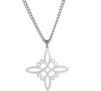 Silver Celtic Cross Knot Stainless Steel Pendant Necklace 60cm Chain Irish Christian Ring Fire Earth Air Water F42