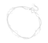 Silver Chain Bracelet Love,Ladies Bracelets Love Wrist Chain - Double-Layer Adjustable Bangles Fashion Jewelry for Friendship, Wedding, Ladies, Birthday
