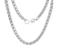 Silver Chain Mens,Stainless Steel Men's Silver Chain,Fashion Silver Necklace Cuban Chain,Sturdy Non-Fading,Simplicity Hip Hop,for Women Men Boys Daily And Party Wear,Can Also Be Given As A Gift.
