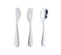 Silver Children Cutlery Metal, 3 Pcs Stainless Steel Kids Flatware Set with Knife/Fork/Spoon, Todller Silverware Healthy & Mirror Polished, Dishwasher Safe