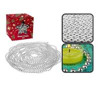 Silver Christmas Bead Garland 8M - Metallic Bead Chain for Xmas Tree Decor, Wedding Table Décor, Home Party Decoration & DIY Craft Projects