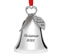 Silver Christmas Bell Ornament 2025 - Collectible Holiday Bell Engraved “Christmas 2025” with Angel Wing and “It’s A Wonderful Life” Tags - Movie Tribute Keepsake