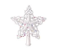 Silver Christmas Decorations New Tree Top Star Plastic Hollow Glitter Powder Decoration Tree Five-pointed Star Snowflake Five-pointed Star Winter Wedding Xmas Party Supplies,C