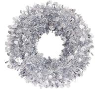 Silver Christmas Tinsel Wreath with Die Cut Dots, Door Hanging, Welcome Decoration Christmas Wreaths for Indoor Outdoor Stairs, Fireplaces Porch, 30cm