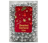 Silver Christmas Tree Beads 10M - Luxury Shatterproof Bead Garland for Xmas Tree Ornaments, Home, Window, Party and Wedding Decoration