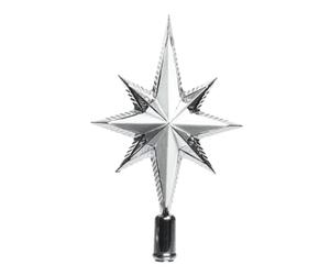 Silver Christmas Tree Star Topper Luxury Shatterproof Glitter Star Decoration