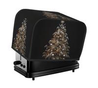 Silver Christmas Tree Toaster Cover 2 Slice, Waterproof Bread Machine Covers with Pockets Universal Size Kitchen Small Appliance Cover with Handle, Dust and Fingerprint Protection