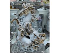 Silver Chrome Crushed Diamond Horse Crystal Ornament Statue