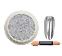 Silver Chrome Mirror Nail Powder, LILAH'S NAILS. Metallic Nail Art Pigment Powder Set, Shiny Nail Glitter Powder with Magic Mirror Effect for Nail Art Design Decoration.