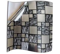 Silver Chrome Tile Stickers Transfers for Kitchen 6x6 inch 15x15cm Wall Tiles Vinyl Tile Transfers Kitchen Black Silver Chrome (Black Silver Glass, 6" - 1 Sample Sticker)