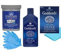 Silver Cleaning Bundle with Silver Polish Foam 170g, Long-Term Silver Polish 125ml, Polishing Cloth, 1 pair gloves - Tarnish Remover, Cleans, Buffs, Protects