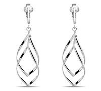 Silver Clip On Earrings For Women, They Look Pierced, Don't Pinch & Won't Fall Off, Hypoallergenic & Lightweight, 2.7 Inch L, Silver-Plated, silver