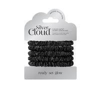 Silver Cloud 5 Black Satin+ Skinny Scrunchies