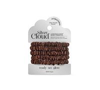 Silver Cloud Chocolate Skinny Satin Scrunchies 5 Pack